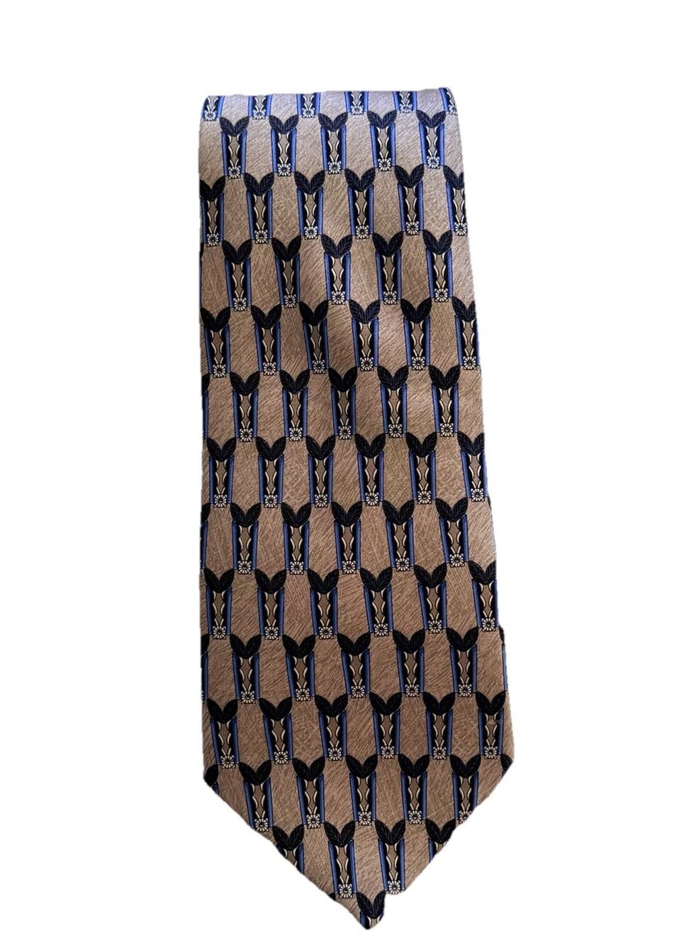 LANVIN Paris Art Deco 100% Silk Geometric Luxury Mens Neck Tie 3.75 x 58 in.